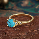 4 Prong Classic Round Turquoise Engagement Ring for Women